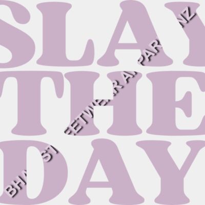 SLAY THE DAY PURPLE ON WHITE   FRONT Thumbnail